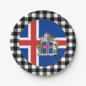 アイスランドプレート、バッファロー・プレイド&アイスランド国旗 ペーパープレート (正面)