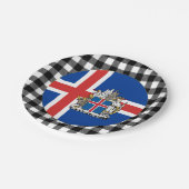 アイスランドプレート、バッファロー・プレイド&アイスランド国旗 ペーパープレート (アングル)