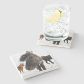 アイスランドホースポートレート，アイスランド ストーンコースター (横)