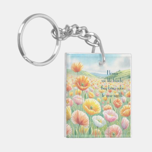 アイスランドポピーフィールド&引用文 キーホルダー (正面左)