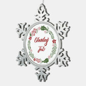 アイスランドメリークリスマスリースグリニージョル スノーフレークピューターオーナメント (右)