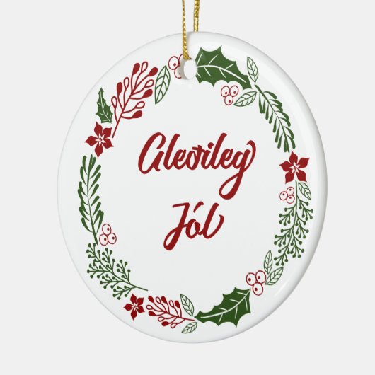 アイスランドメリークリスマスリースグリニージョル セラミックオーナメント (左)