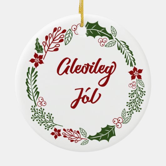 アイスランドメリークリスマスリースグリニージョル セラミックオーナメント (裏面)
