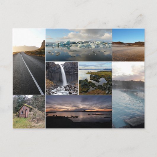 アイスランドランドランドスケープのコラージュ葉書 ポストカード (正面)