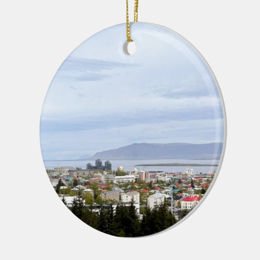 アイスランドレイキャビクシティスケープEsja写真 セラミックオーナメント (左)