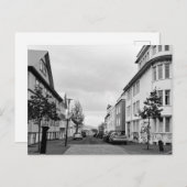 アイスランドレイキャビク通りシーン白黒写真 ポストカード (正面/裏面)
