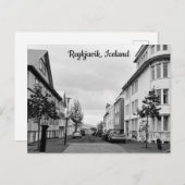 アイスランドレイキャビク通り白黒パーソナライズ ポストカード (正面/裏面)