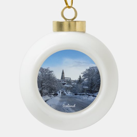 アイスランドレイキャビク – セラミックオーナメント セラミックボールオーナメント (正面)