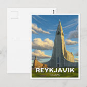 アイスランドレイクヤビックチャーチオブハルグリムールトラベル ポストカード (正面/裏面)