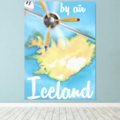 アイスランドヴィンテージ旅行便のポスター キャンバスプリント (インサイチュ (ウッドフロア))