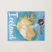 アイスランドヴィンテージ旅行便のポスター ジグソーパズル (横)