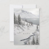 アイスランド冬の結婚式の食事の選択肢RSVP 出欠カード (正面)