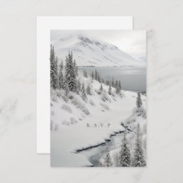 アイスランド冬の結婚式の食事の選択肢RSVP 出欠カード