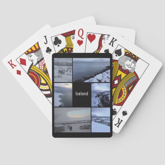 アイスランド冬景色コラージュ トランプ (裏面)