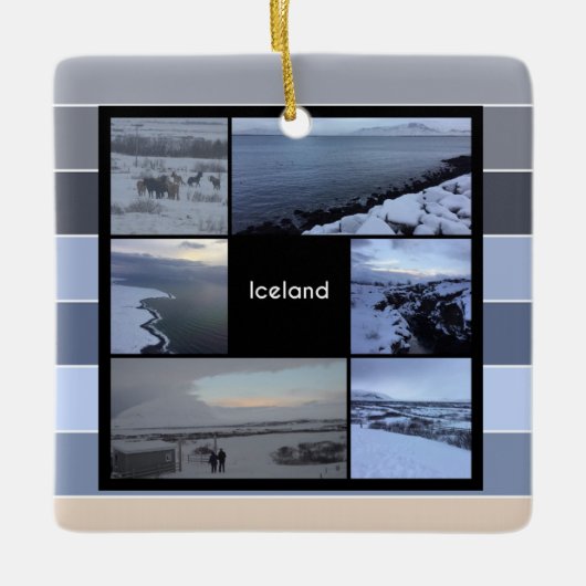 アイスランド冬景色 セラミックオーナメント (正面)