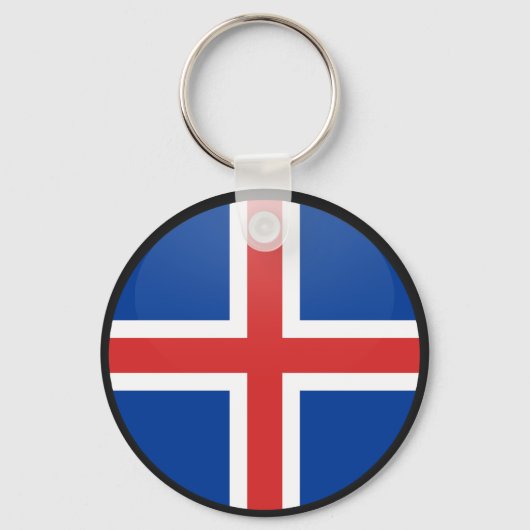 アイスランド品質国旗の円 キーホルダー (正面)