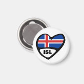 アイスランド国コード国旗のハート、ISL マグネット (正面/裏面)