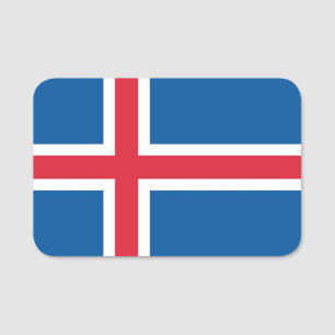 アイスランド国旗が付いた愛国的な名前タグ 名札