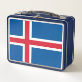アイスランド国旗が付いた金属製ステンレス弁当箱 メタルランチボックス (正面)
