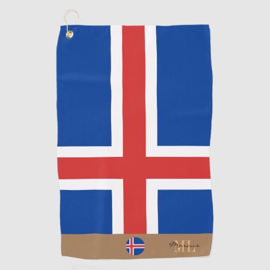 アイスランド国旗とアイスランモノグラムのド/ゴルフタオル ゴルフタオル (正面)