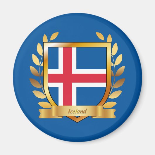 アイスランド国旗のシールド マグネット (正面)