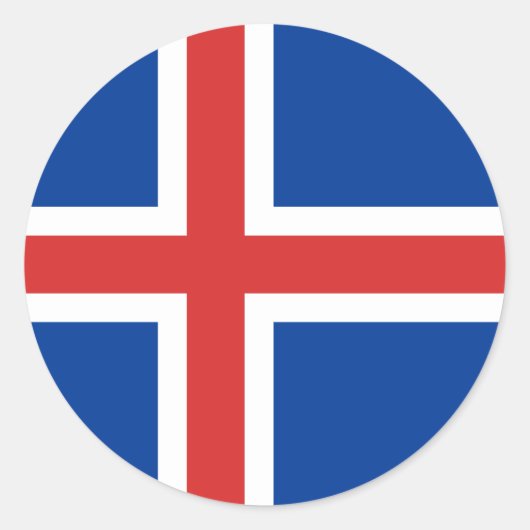 アイスランド国旗のステッカー ラウンドシール (正面)