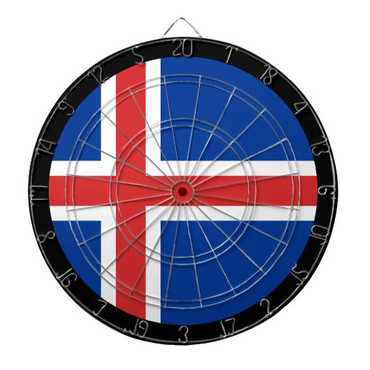 アイスランド国旗のダーツボード&ダーツ/ゲームボード ダーツボード (正面)