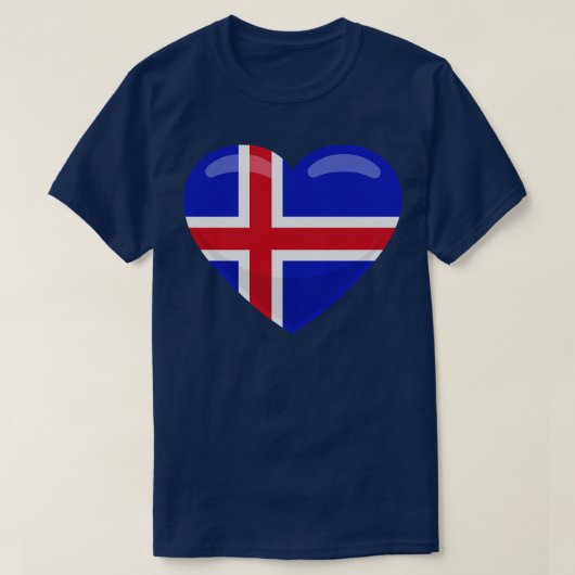 アイスランド国旗のハート Tシャツ (デザイン正面)