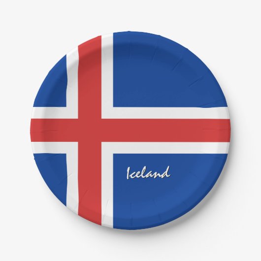 アイスランド国旗のプレート、パーティー、スポーツ、アイスランド ペーパープレート (正面)