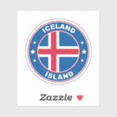 アイスランド国旗の丸い円のエンブレム シール (シート)