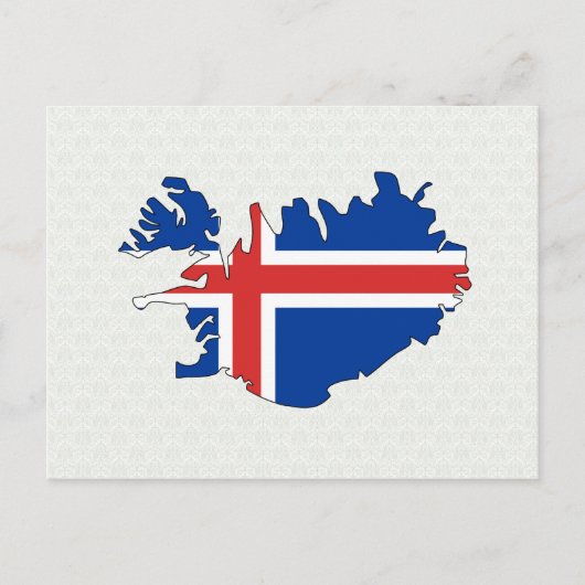 アイスランド国旗の地図フルサイズ ポストカード (正面)