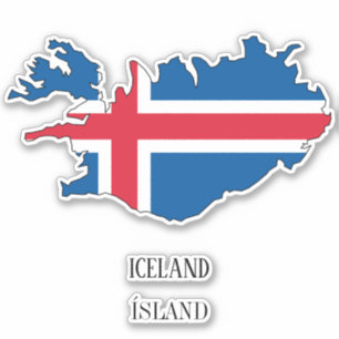 アイスランド国旗の地図 シール