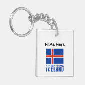 アイスランド国旗の黒の個人設定 キーホルダー (正面左)