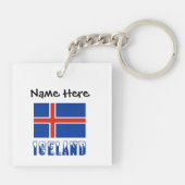 アイスランド国旗の黒の個人設定 キーホルダー (裏面)