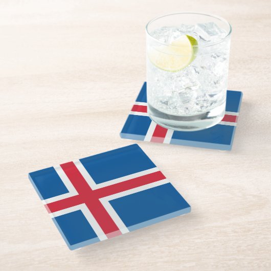 アイスランド国旗を持つガラスコースター ガラスコースター (アングル)