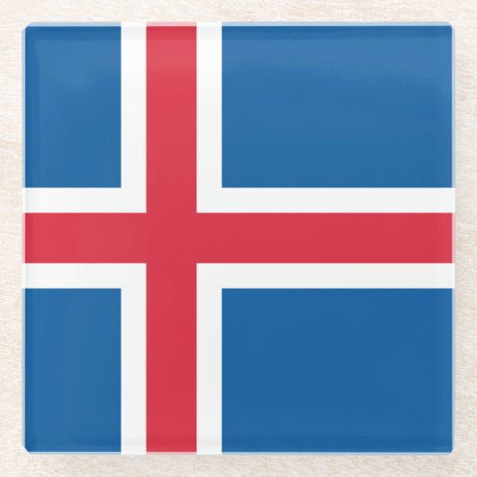 アイスランド国旗を持つガラスコースター ガラスコースター (正面)