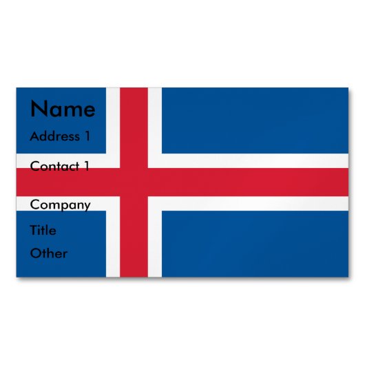 アイスランド国旗を持つ名刺マグネット マグネット名刺 (正面)