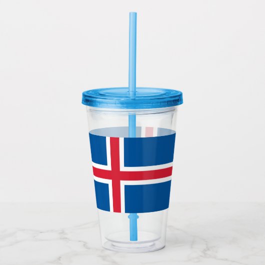 アイスランド国旗を持つ愛国的なアクリルタンブラー アクリルタンブラー (正面)