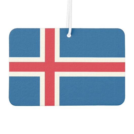 アイスランド国旗を持つ車の新入生 カーエアーフレッシュナー (裏面)