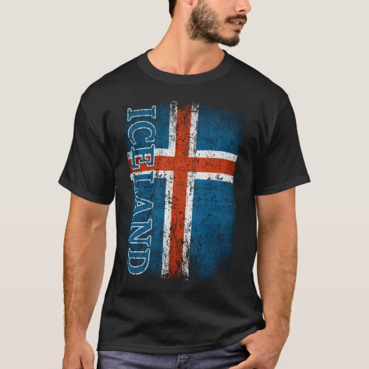 アイスランド国旗ギフト 女性 男性 子供 アイスランド レトロ Tシャツ (正面)