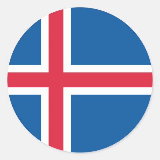 アイスランド国旗クラシックの丸いステッカー ラウンドシール (正面)