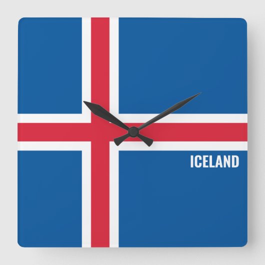 アイスランド国旗愛国 スクエア壁時計 (正面)