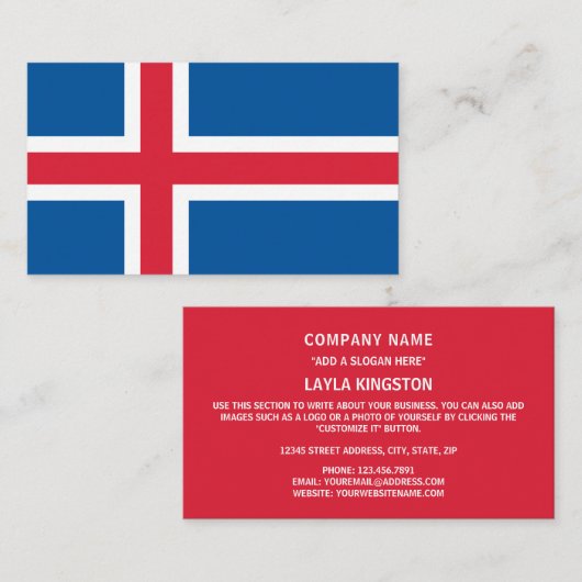 アイスランド国旗、アイスランド国旗 名刺 (正面/裏面)