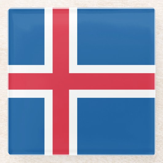 アイスランド国旗 ガラスコースター (正面)