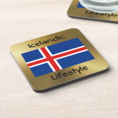 アイスランド国旗+文字コースター コースター (左側)