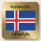 アイスランド国旗+文字コースター コースター (正面)