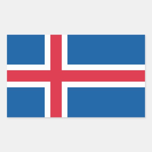 アイスランド国旗 長方形シール (正面)