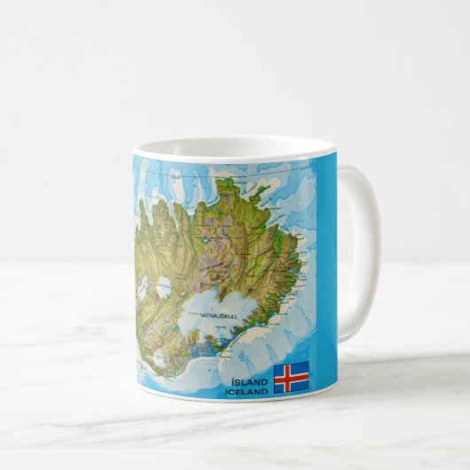 アイスランド地図のポストカード コーヒーマグカップ (正面右)