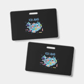 アイスランド地図 バッジ (表裏)