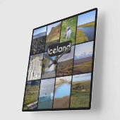 アイスランド夏景色 スクエア壁時計 (傾斜)